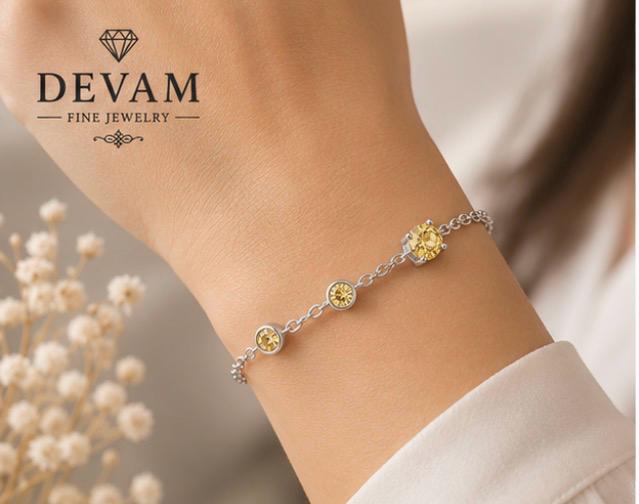 Golden Glow Solitaire Bracelet