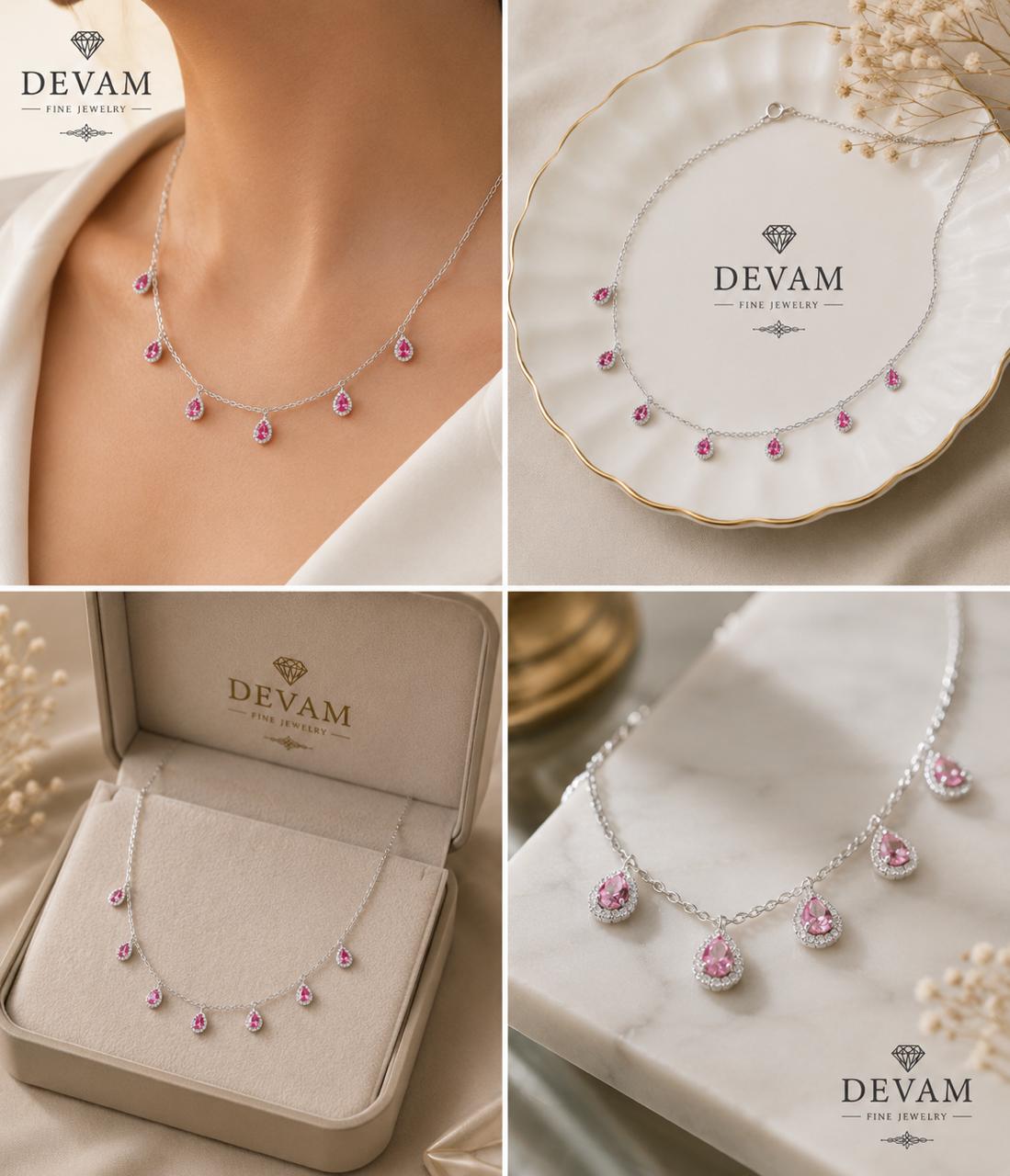 Blush Teardrop Charm Necklace