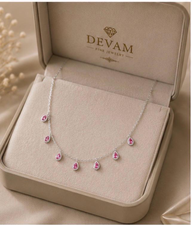 Blush Teardrop Charm Necklace