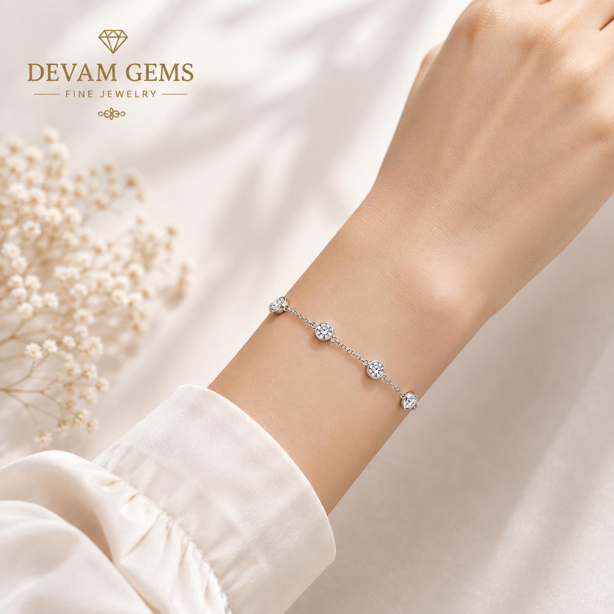 Elegant Silver Crystal Beaded Chain Bracelet