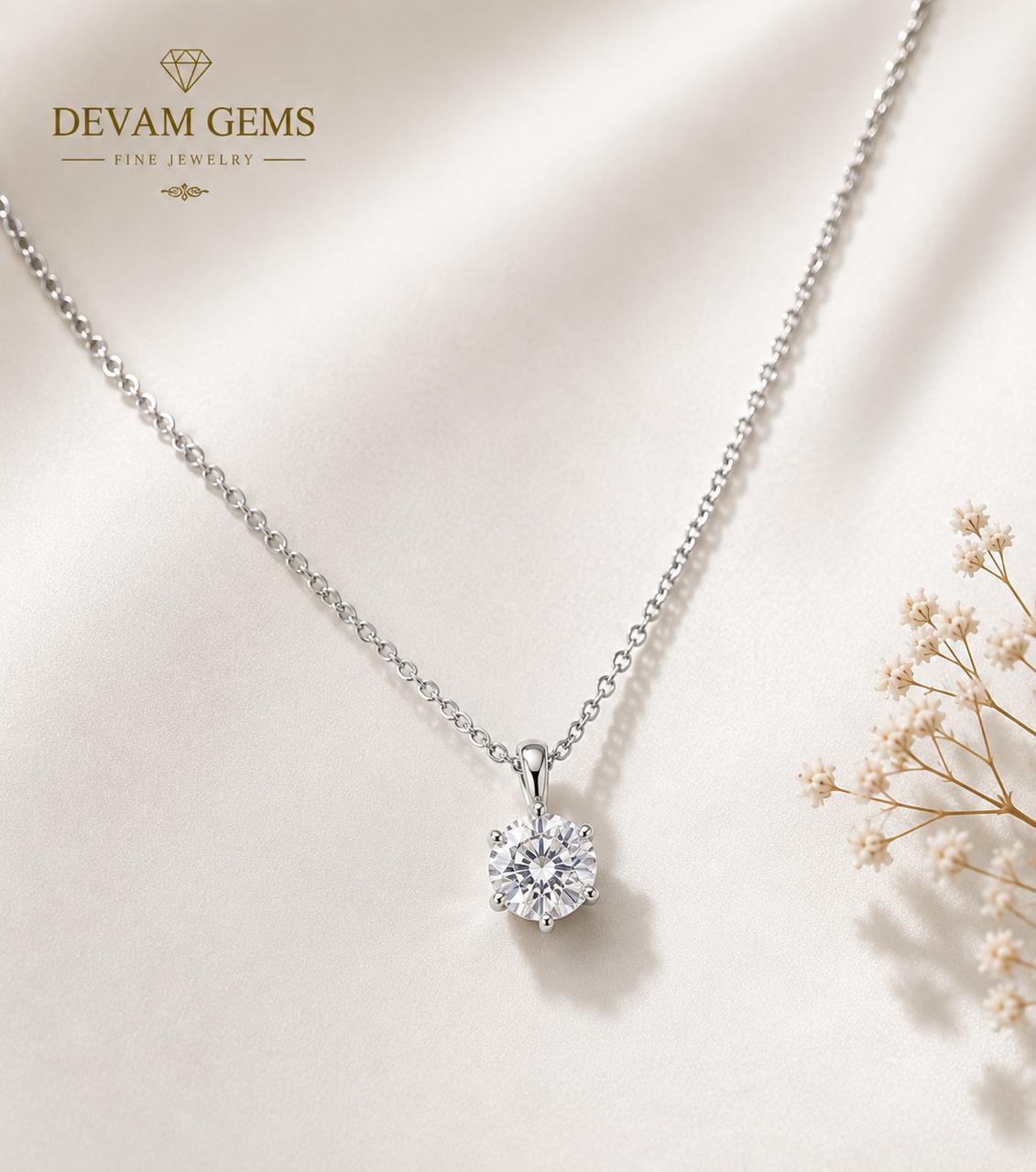 Elegant Round Solitaire Pendant Necklace for Women